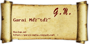 Garai Máté névjegykártya