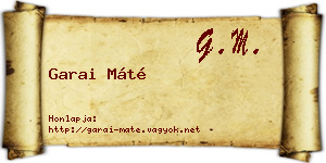 Garai Máté névjegykártya